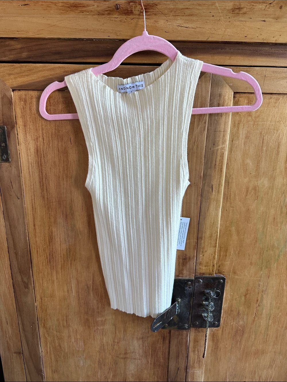 Cream Ribbed Sleeveless Tank - Picture 2 of 5